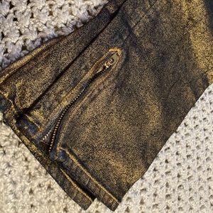 Metallic gold cropped jeans